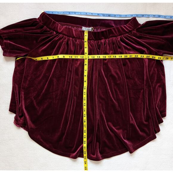 NWT WORLD MARKET Burgundy Velvet Off-Shoulder Top Size S/M - Picture 8 of 9